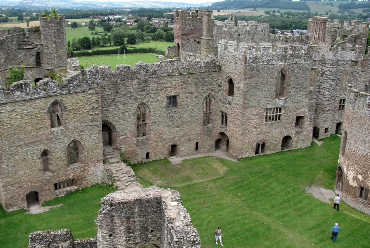 Ludlow Castle seen from its tower, Shropshire, England.
